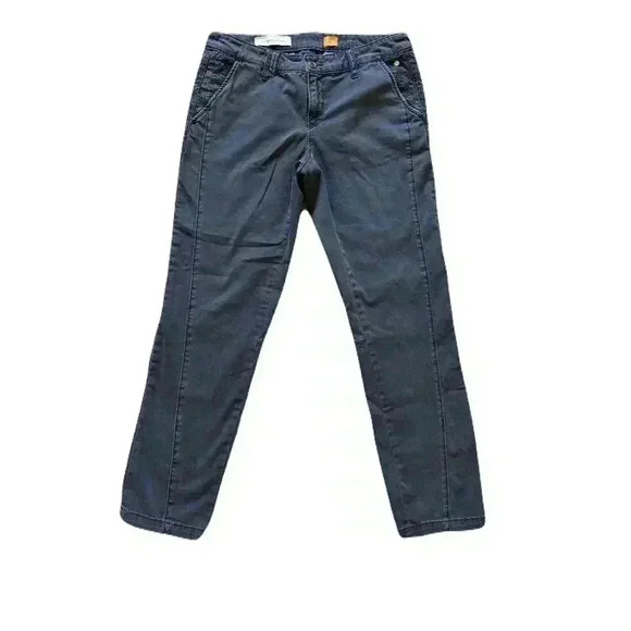 Pilcro and the Letterpress Pants - Anthropologie Grey Chinos with Floral Embroidered Detail Straight Leg Pants